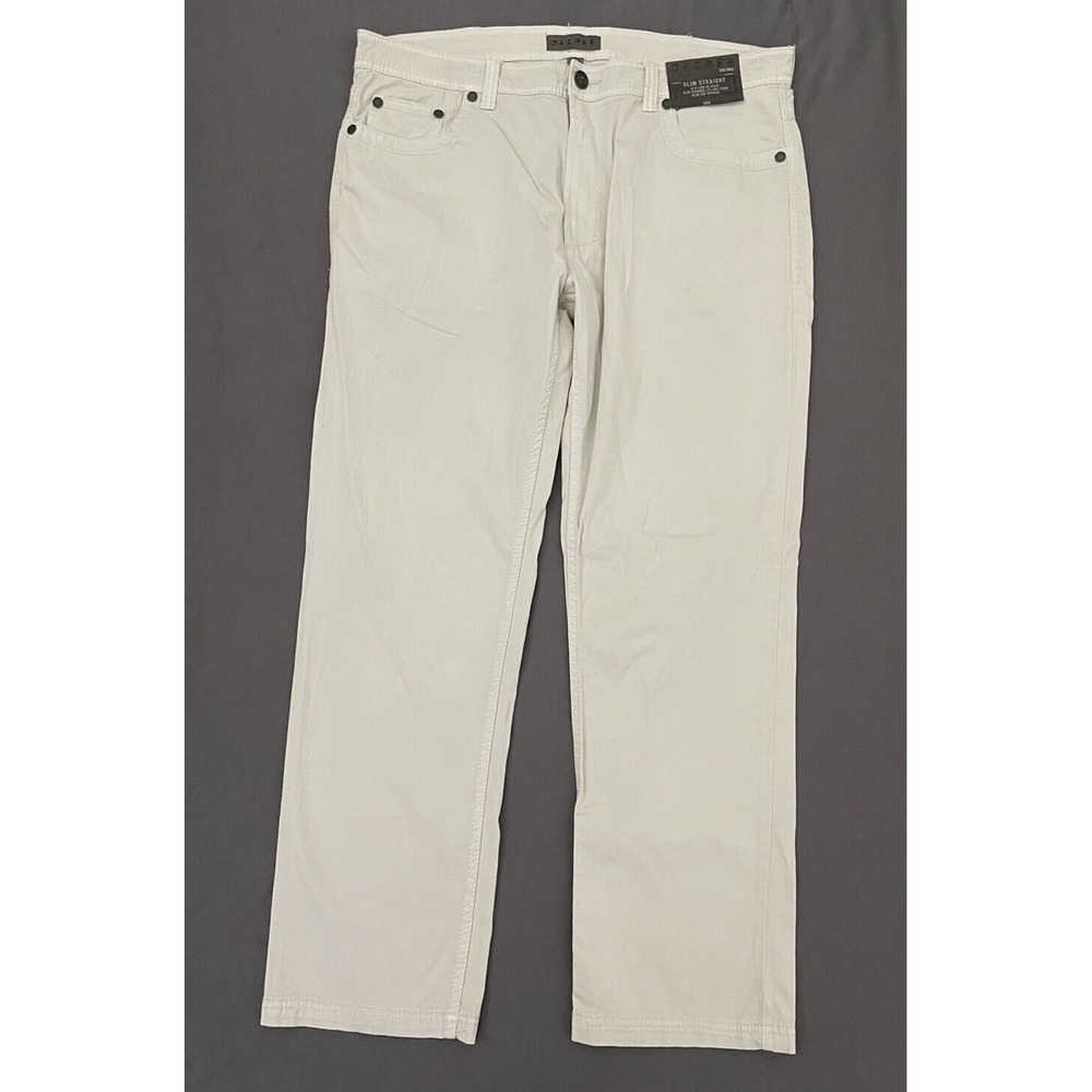 NEW! Decree Slim Straight Leg Womens Size 38X30 Ivory Flex Twill Jeans Low Rise